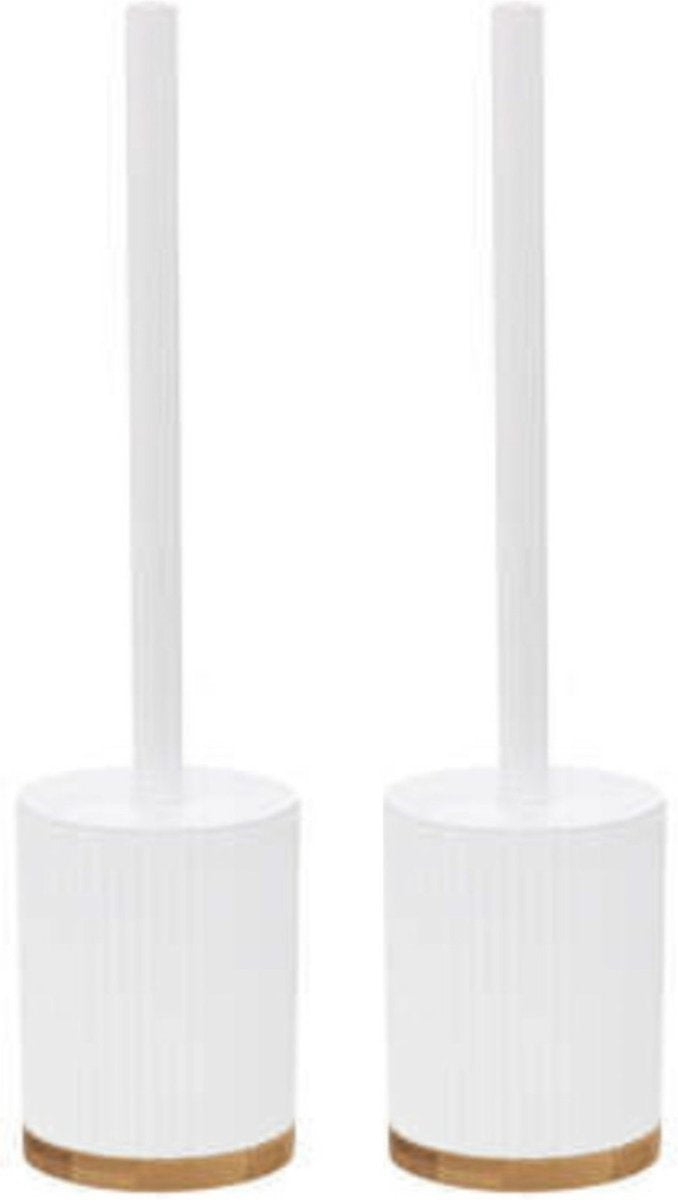 5Five toiletborstel met houder van polyresin/steen – wit, 40 cm, set van 2