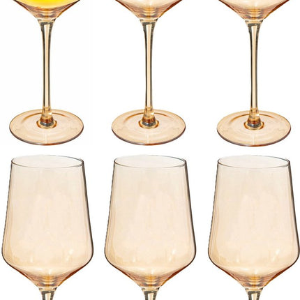 Secret de Gourmet Wijnglazen - 12x - Olga - groot - 450 ml - glas - voor rode en witte wijn - amber kleur