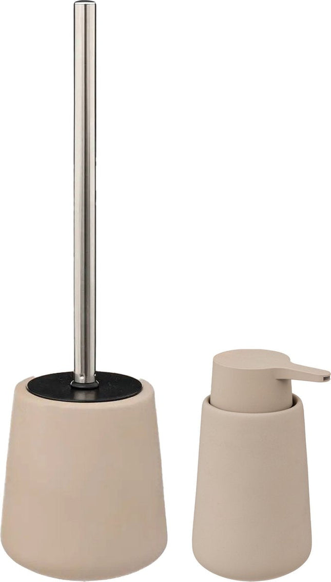 5Five Badaccessoires-Set – beige – Seifenspender und WC-Bürste