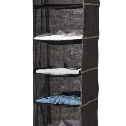 5Five Schrank-Organizer - hängend - 6 Fächer - 30 x 30 x 120 cm - schwarz