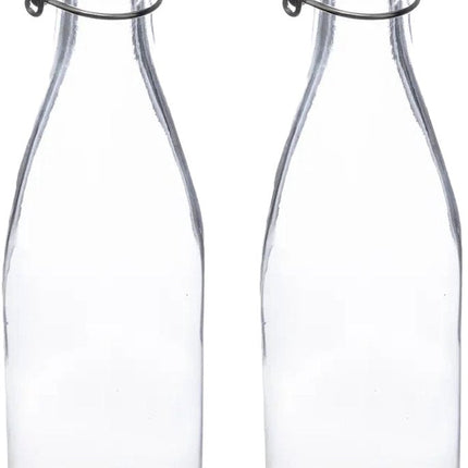 5Five Beugelfles/weckfles - 2x - glas - transparant - luchtdicht - 0.5 liter - waterfles - limonade