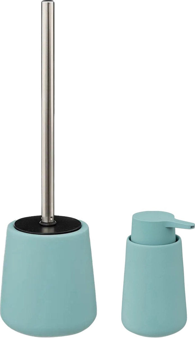 5Five Badkamer accessoires set - ijsblauw - zeeppompje en wc-borstel