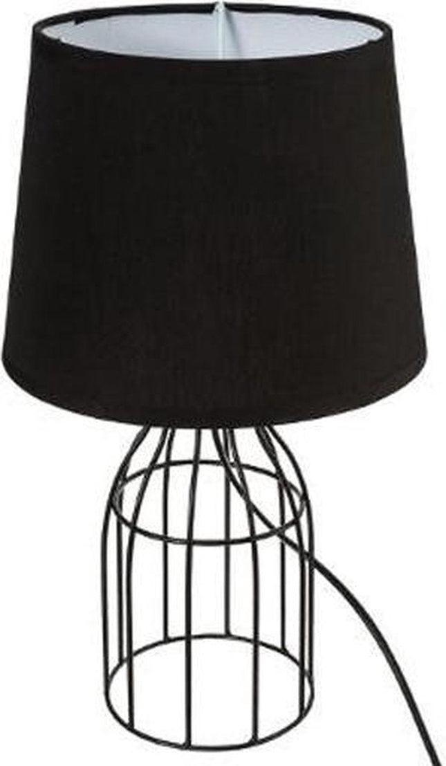 Atmosphera Créateur d'intérieur® Lampe Drahtgestell schwarz mit Stoff-Lampenschirm schwarz