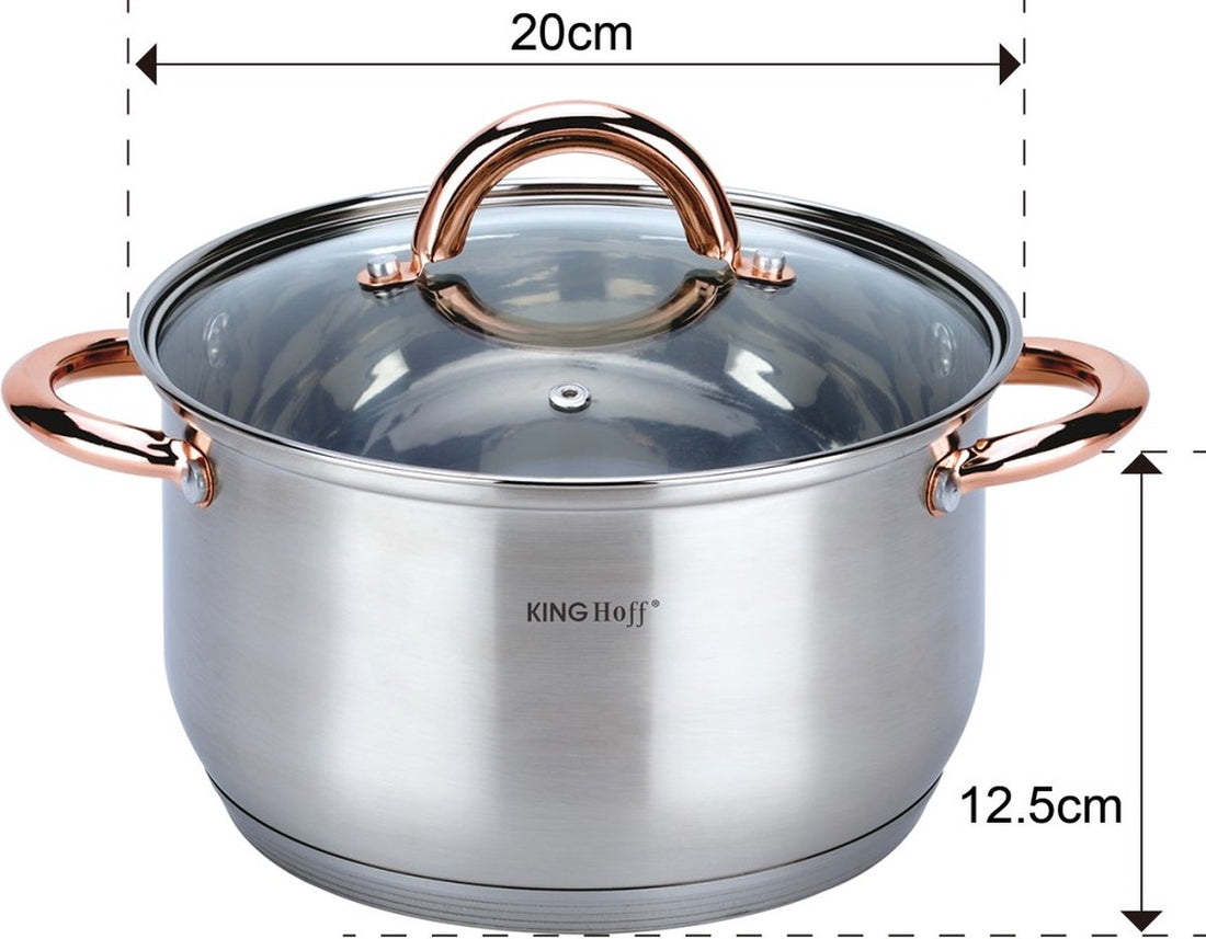 Kinghoff 6-delige pannenset rvs – kookpannen 16, 18 en 20 cm met deksel – foto 3