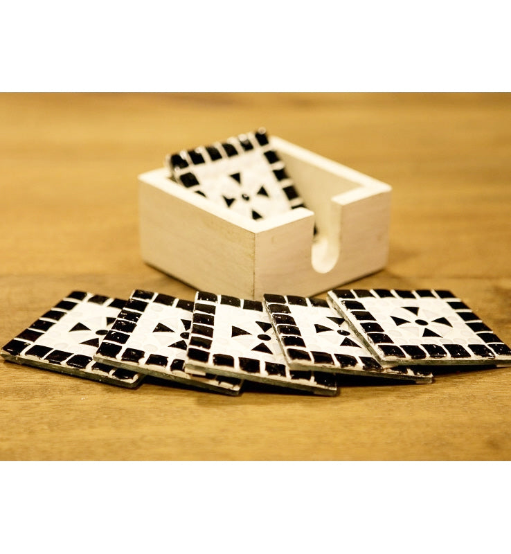 Sous-verres mosaïques noir et blanc