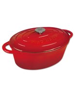 Kinghoff 1612 - cocotte en fonte - ovale - 33 cm - 6,2 L - rouge - émaillée