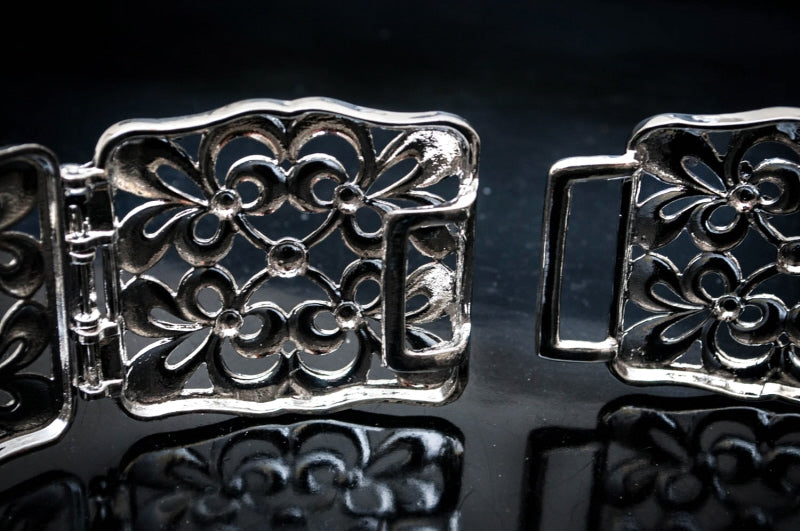 Traditional silver belt with crystals