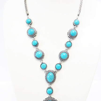 Turquoise set ketting en oorbellen