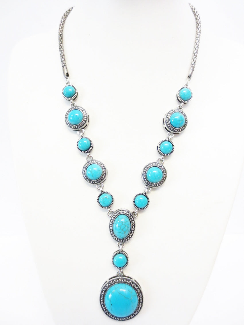 Turquoise necklace and earring set