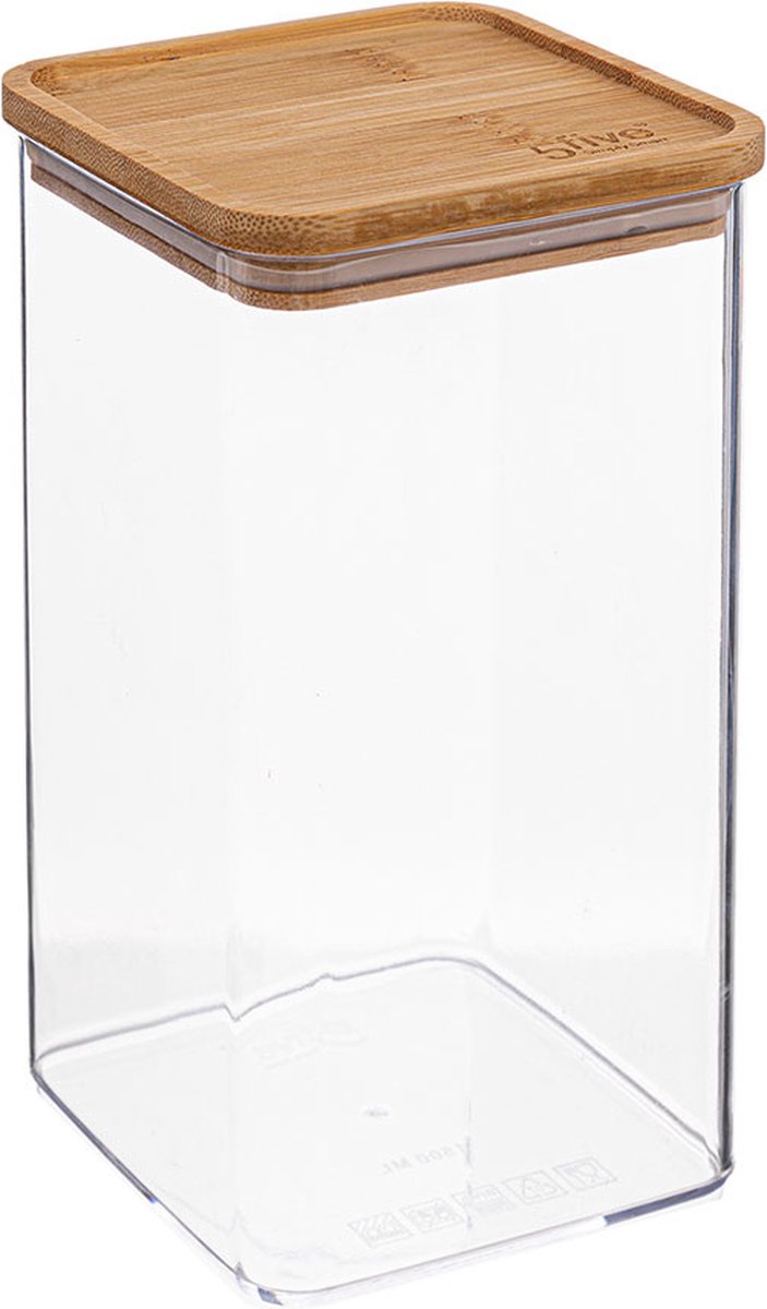 5Five - Kitchen storage jar - Berlino - plastic / bamboo - 1000 ml