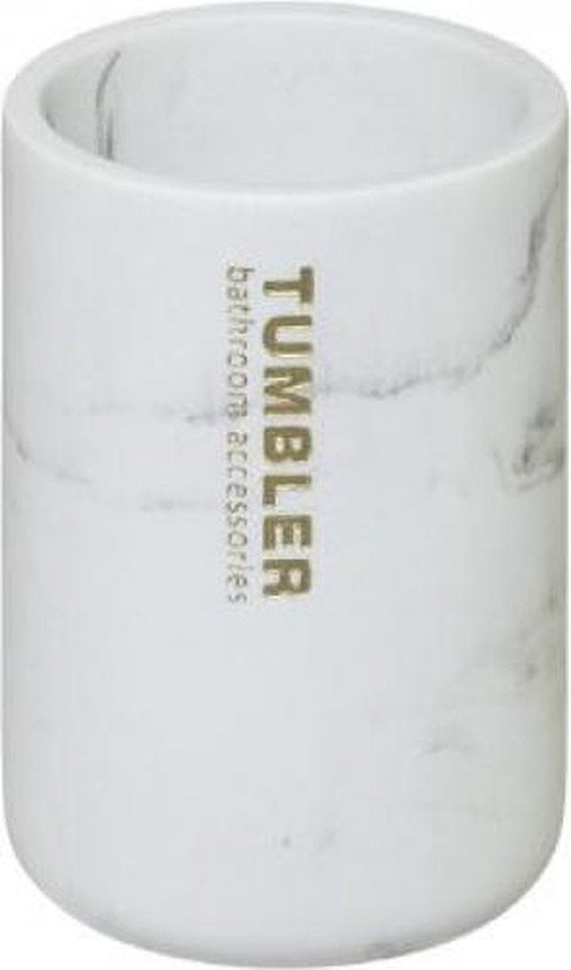 Marmor-Design Badezimmerbecher-Weiß-Polyresin-Zahnbürstenhalter-Becher