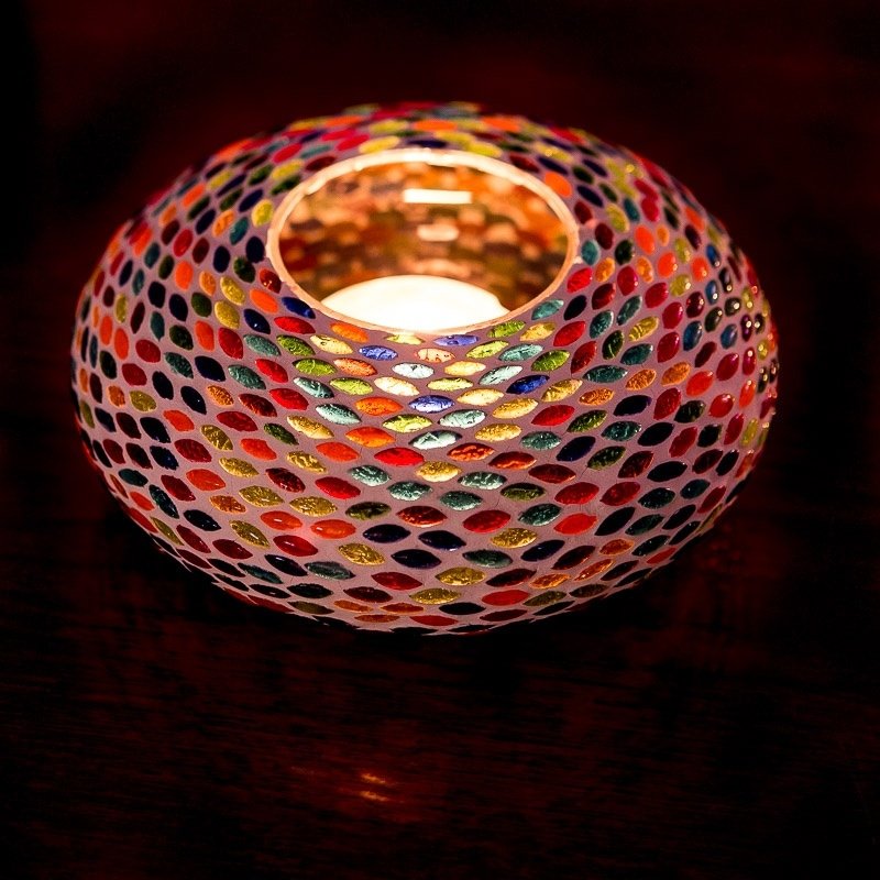 oriental mosaic tealight holder multi-colour - ufo
