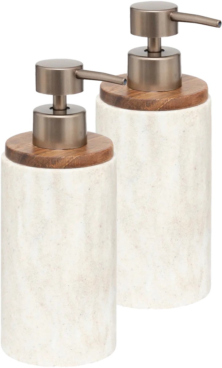 5Five zeeppompje Como Marble, set van 2 – wit kunststeen, 300 ml