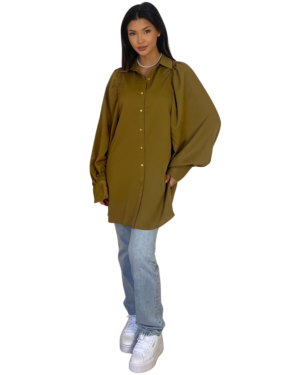 Luna blouse dames – in zwart, wit, beige en olijfgroen, maat S, M en L – foto 19