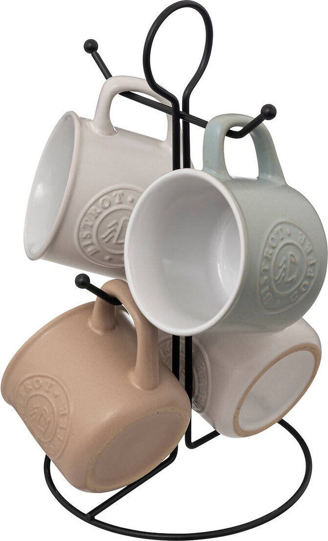 4 keramische bekers op metalen standaard LEO, 140 ml