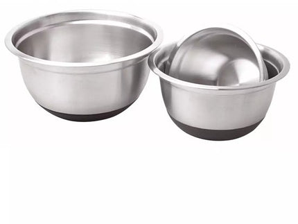 Klausberg KB7388 Edelstahl-Rührschüssel-Set - 3-teilig (1,6L, 3L & 5L) - Rutschfester Silikonboden - Stapelbar - Modernes Satin-Finish