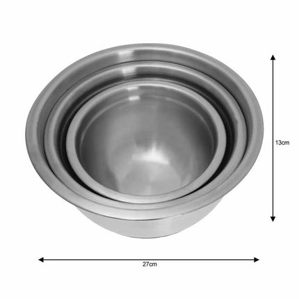 Klausberg KB7388 Edelstahl-Rührschüssel-Set - 3-teilig (1,6L, 3L & 5L) - Rutschfester Silikonboden - Stapelbar - Modernes Satin-Finish