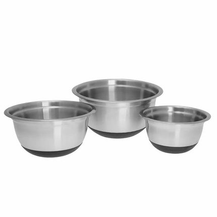 Klausberg KB7388 Edelstahl-Rührschüssel-Set - 3-teilig (1,6L, 3L & 5L) - Rutschfester Silikonboden - Stapelbar - Modernes Satin-Finish