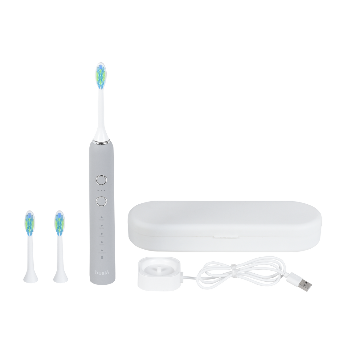 Husla Medic Cube Sonische Tandenborstel – 5 Poetsstanden – 3 Intensiteiten – Inclusief 3 Opzetborstels, Reisetui & Oplader