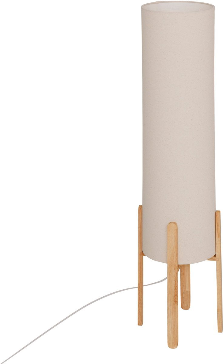 Atmosphera vloerlamp Rafa beige – staande lamp op houten pootjes, 107 cm
