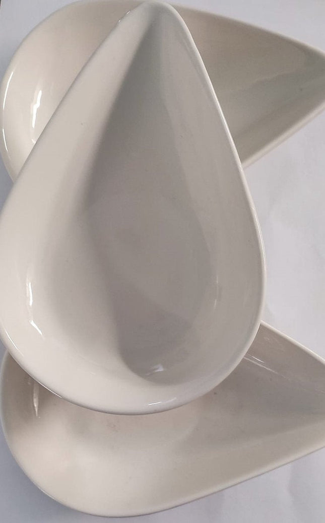 5 stuks ovale schaaltjes voor snack, apertief of tapas gebroken wit met ronde voet 17x112.5 cm