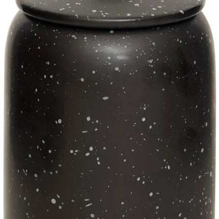Set van 2 Keramische Voorraadpotten met Deksel - Zwart - Ø 10 x H 15 cm - Luchtdichte Opbergboxen voor Keuken, Theebladeren, Kruiden