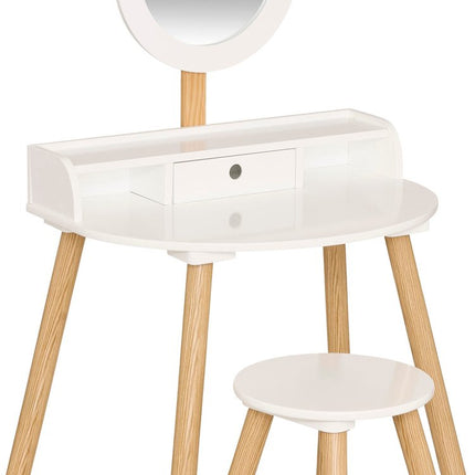 Atmosphera Kinderschminktisch mit Spiegel und Hocker - 61x42xH89cm - Weiß