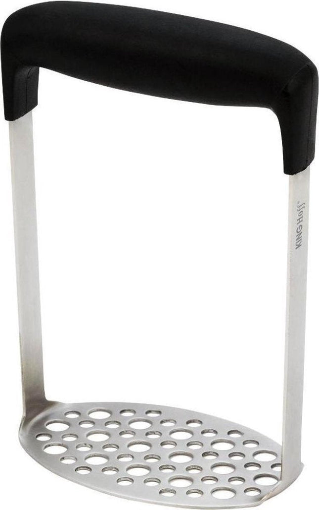 Kinghoff professioneller Kartoffelstampfer - Stampfer für Kartoffelpüree - Kartoffelstampfer mit komfortablem, ergonomischem Anti-Rutsch-Griff - spülmaschinenfest