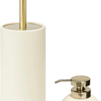 5Five Set van zeeppompje en toiletborstel - ivoor - kunststeen - Modern