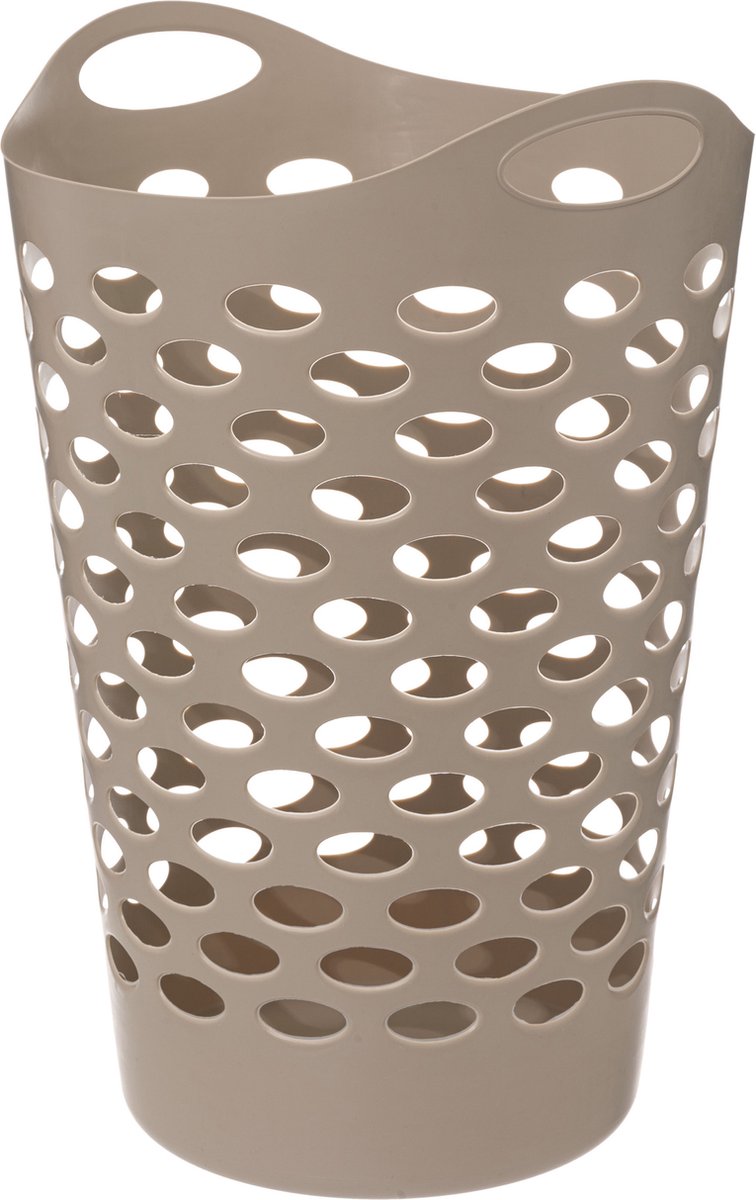 5Five Panier à linge/rangement flexible - rond - beige - 60 litres - D41 x H66 cm