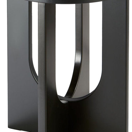 Atmosphera Bijzettafel/salontafel Bloom - zwart - MDF hout - rond - Planten verhoger