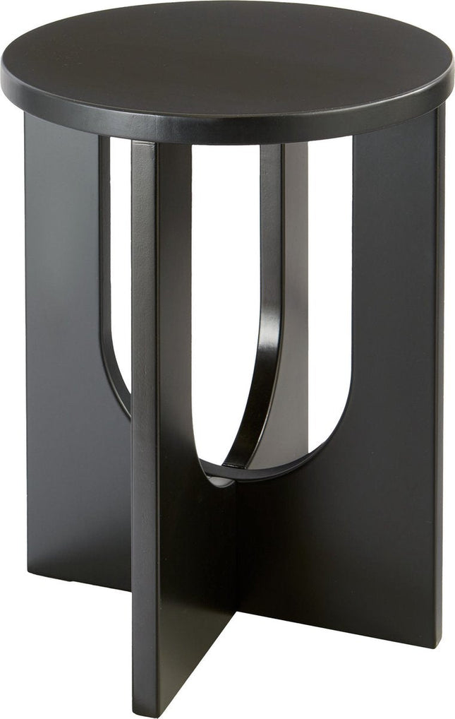 Atmosphera Bijzettafel/salontafel Bloom - zwart - MDF hout - rond - Planten verhoger