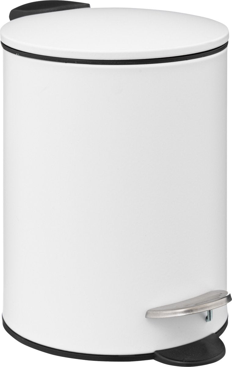 5Five Pedal Bin - white - metal - 3L - 23 cm - soft close - for bathroom and toilet