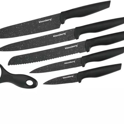 Klausberg KB7613 Küchenmesserset - 6-teilig - Marmor-Optik - Scharf & Langlebig - Rutschfeste Griffe - Edelstahl