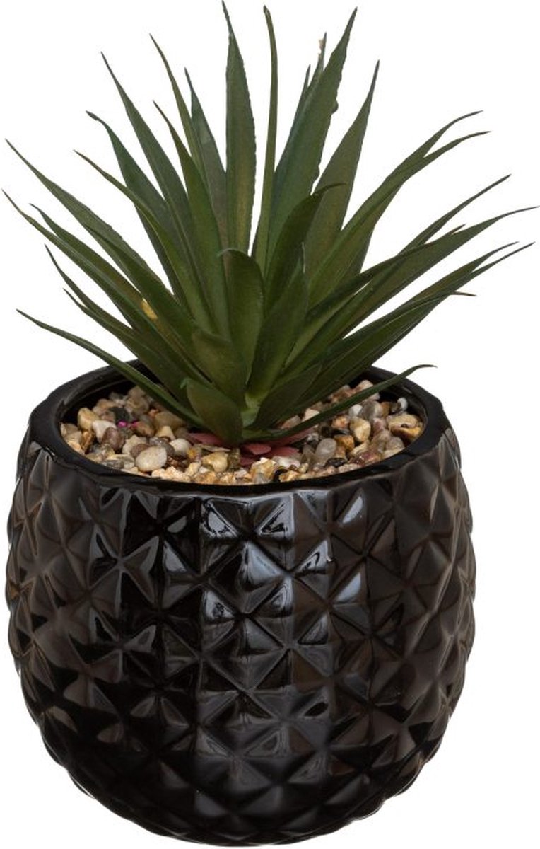 Plante Artificielle dans Pot Ananas Noir – H21 cm