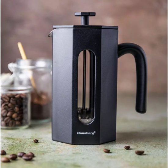 Klausberg KB7678 Piston Coffee & Tea Brewer - 0.80L - RVS & Boro-glas - Octagonaal Design - Veilig & Afwasmachinebestendig