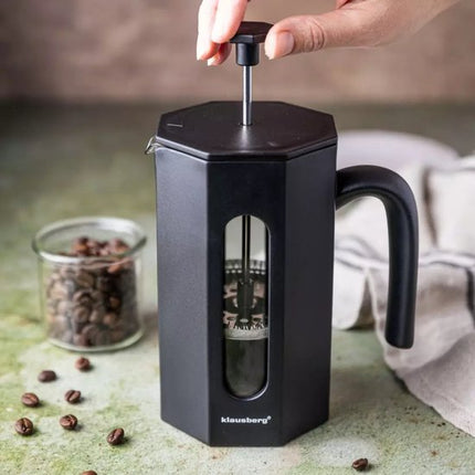 Klausberg KB7678 Piston Coffee & Tea Brewer - 0.80L - RVS & Boro-glas - Octagonaal Design - Veilig & Afwasmachinebestendig