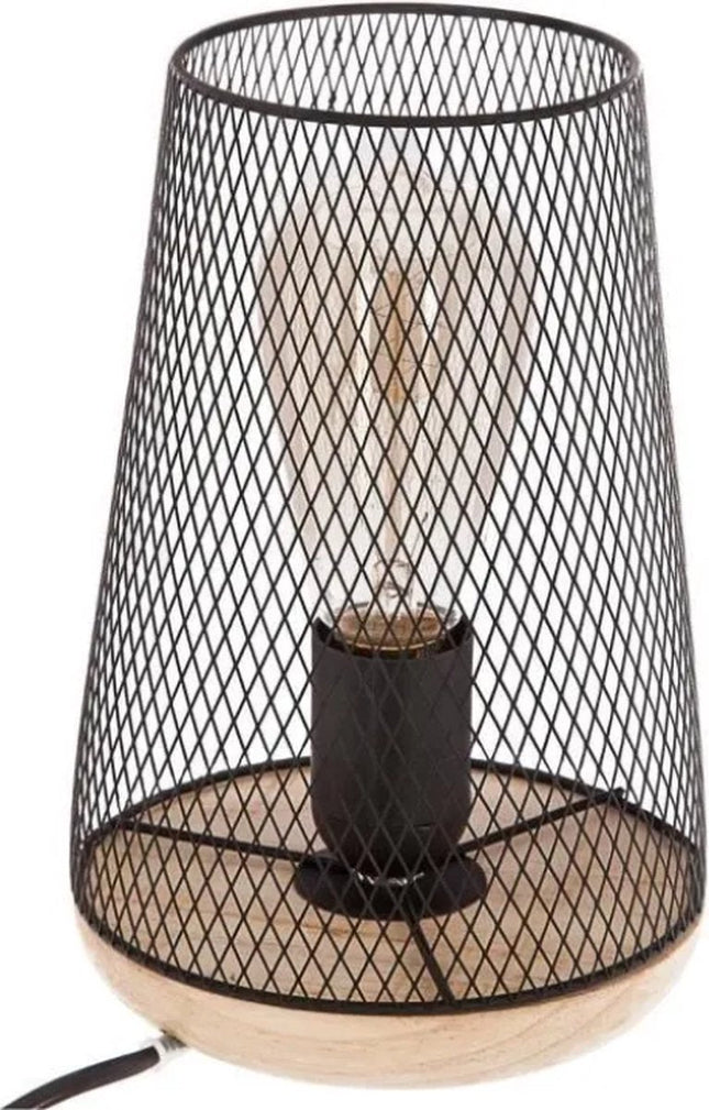 Industriele Tafellamp - Industriele Look - Zwart Hout