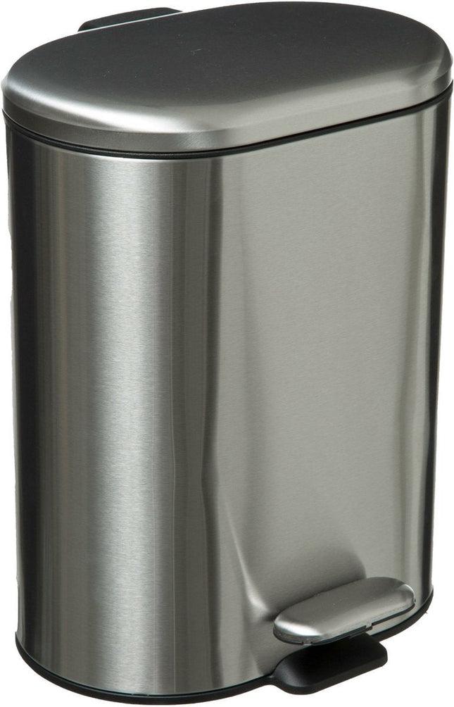 5Five - Prullenbak/pedaalemmer zilver rvs metaal 6 liter - 15x24x30 cm - Badkamer en toilet