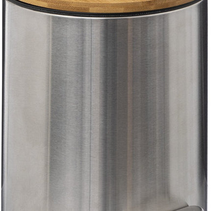 5Five Treteimer - silber/Bambus - Metall - 3L - 23 cm - Soft-Close - für Bad und WC