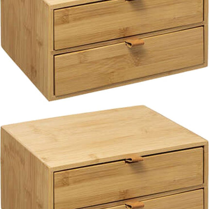 5Five Schubladenblock/Schreibtisch-Organizer 2x Schubladen - 2x - Bambusholz - L25 x B14 x H20 cm - hellbraun