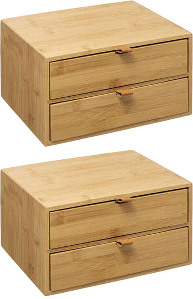 5Five Schubladenblock/Schreibtisch-Organizer 2x Schubladen - 2x - Bambusholz - L25 x B14 x H20 cm - hellbraun