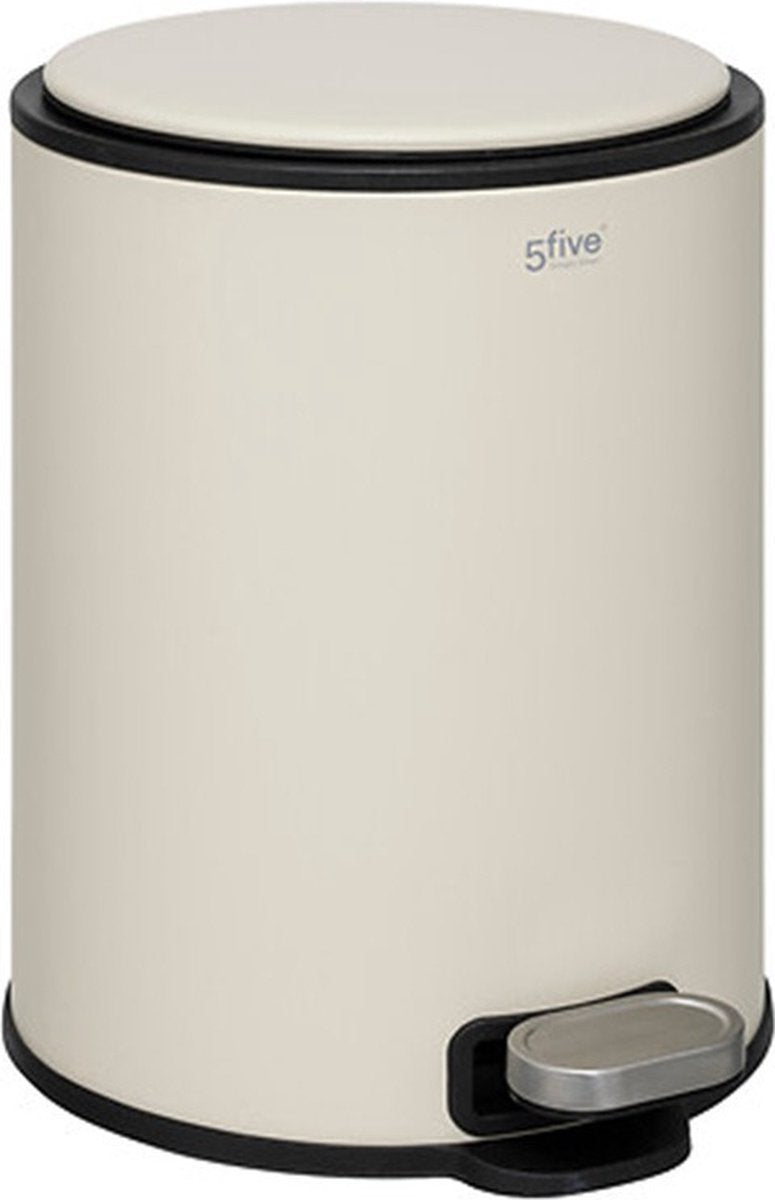 5Five pedaalemmer Delta 6 liter – beige metaal, soft close