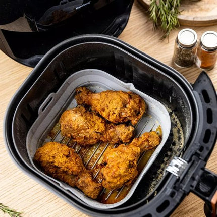 KLAUSBERG - 2-teiliges Silikon Airfryer Backform-Set - Wiederverwendbar und Hitzebeständig bis 230°C - Geeignet für Airfryer, Backofen und Mikrowelle