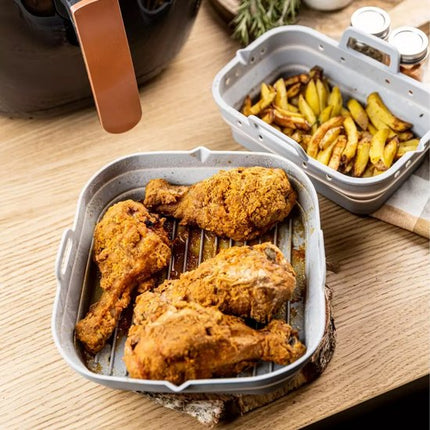 KLAUSBERG - 2-teiliges Silikon Airfryer Backform-Set - Wiederverwendbar und Hitzebeständig bis 230°C - Geeignet für Airfryer, Backofen und Mikrowelle