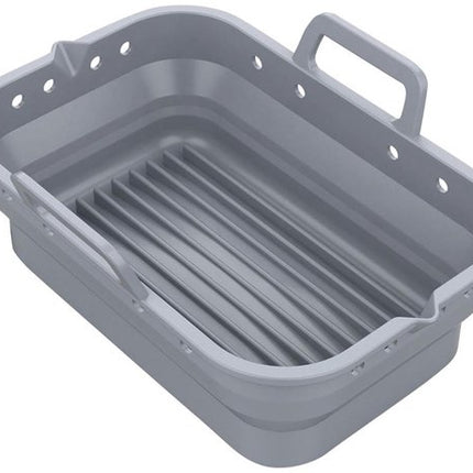 Klausberg - Faltbare Silikon-Heißluftfritteusen-Backform - Wiederverwendbar und Hitzebeständig bis 230°C - Geeignet für Heißluftfritteuse, Backofen und Mikrowelle - Grau