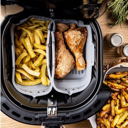 Klausberg - Faltbare Silikon-Heißluftfritteusen-Backform - Wiederverwendbar und Hitzebeständig bis 230°C - Geeignet für Heißluftfritteuse, Backofen und Mikrowelle - Grau