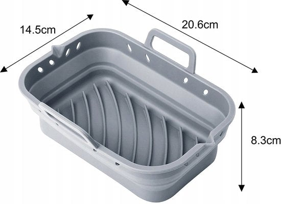 Klausberg - Faltbare Silikon-Heißluftfritteusen-Backform - Wiederverwendbar und Hitzebeständig bis 230°C - Geeignet für Heißluftfritteuse, Backofen und Mikrowelle - Grau