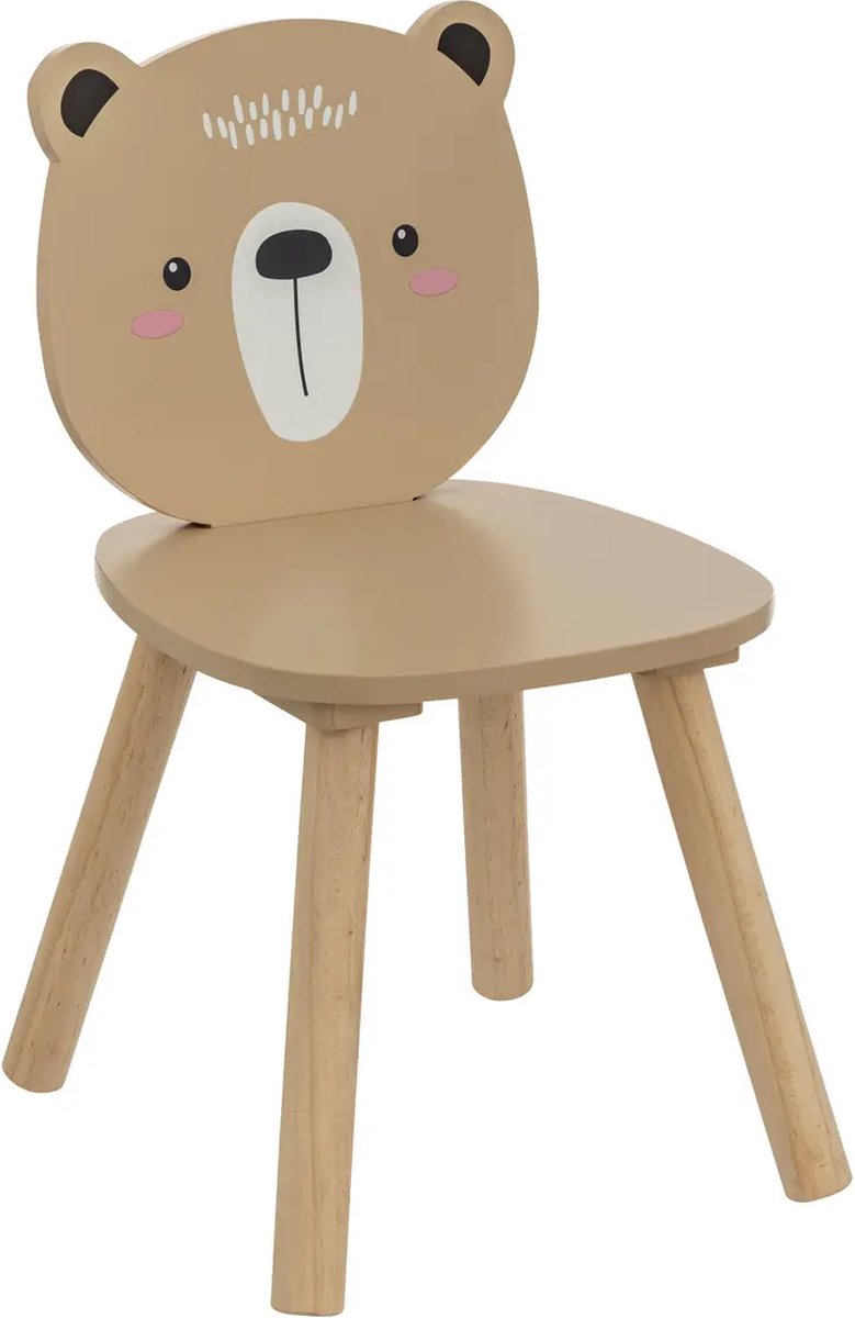 Atmosphera Kids teddybeer kinderstoel – klein houten stoeltje, 27 x 27 x 46 cm