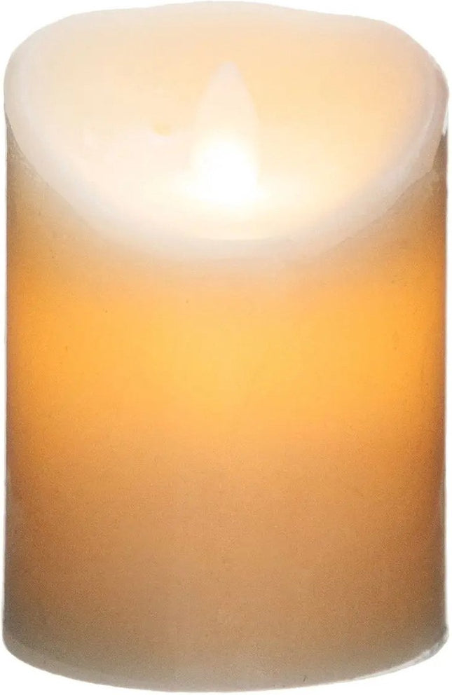 Atmosphera LED Stumpenkerze - 1 Stück - Warmweißes Licht - Weiß - 10 x 14,5 cm